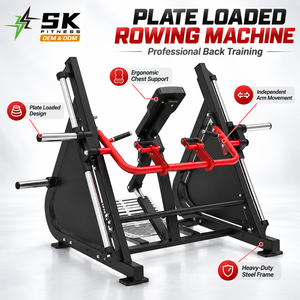 SK MAX7 Appareil de Rameur Horizontal à Charge de Plaques avec Supports de Charge pour Plaques de Poids et Bras de Traction Intégrés pour Centres de Fitness - Product Image 4