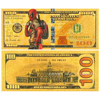Uang Kertas Peringatan 51 Pahlawan Marvel Avengers Iron Man Venom Deadpool Gaya Kartun Koin Resin Berlapis Emas & Kartu Meja