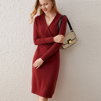 Hiver Nouveau Design Slim V-neck 100% Robe pull en cachemire pour dames