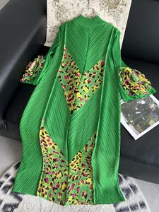 เดรสยาวทรงพลีทสีพื้น Miyake รุ่นใหม่ประจำฤดูร้อนปี 2026 สไตล์ลำลองหลวมๆ ลายเสือดาว ไซส์พลัสสำหรับผู้หญิง - Product Image 6