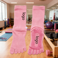 Chaussettes de sport antidérapantes à 5 doigts avec logo personnalisé, couleurs au choix, essentielles pour le sol, pour le yoga, le pilates et les entraînements en salle