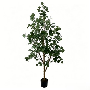 Low Maintenance No Watering Artificial <b>Potted</b> Plant Real Touch Faux Eucalyptus with Real Wood Stem in White <b>Pot</b> for <b>Table</b> Shelf - Product Image 1