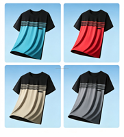 T-shirt pour homme à blocs de couleur, séchage rapide, 100% polyester, respirant, manches courtes, pour le sport en plein air, la course à pied, la remise en forme, l'entraînement, personnalisable