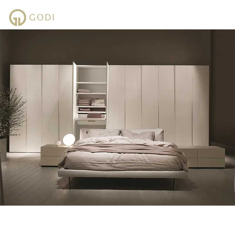 GODI Popular Bedroom Wardrobe Wooden Customized Modern Design Wood Cabinetry Wall Wardrobe