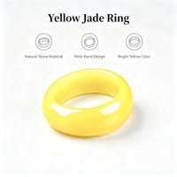 Bague en jadéite jaune naturelle de type A, anneau uni, bijou unisexe en jade, cadeau pour hommes et femmes