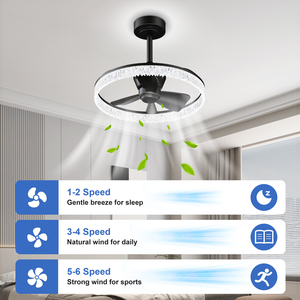19.7'' <b>Crystal</b> style <b>Ceiling</b> Fan <b>Light</b> Downrod <b>Ceiling</b> Fan APP Remote Control Dimmable Color Temperature Adjustable <b>Ceiling</b> Fan - Product Image 3