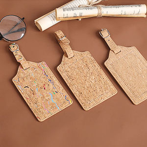 Eco Friendly Fashion Pu, Leather Luggage Tag Custom Logo Customizable Bulk Cork Luggage Tag/ - Product Image 1