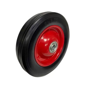 Rueda de Goma Sólida de <span class=keywords><strong>10</strong></span> <span class=keywords><strong>Pulgadas</strong></span> a Prueba de Pinchazos con Rodamiento de Bolas, Color Rojo, Tipo Plano, Dureza Suave - Product Image 5