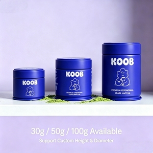 Boîte <span class=keywords><strong>en</strong></span> Gros Ronde et Petite pour Thé Matcha, Boîte <span class=keywords><strong>en</strong></span> Métal Personnalisée <span class=keywords><strong>Ivoire</strong></span> et Vert Foncé avec Joint pour Poudre de Matcha - Product Image 3