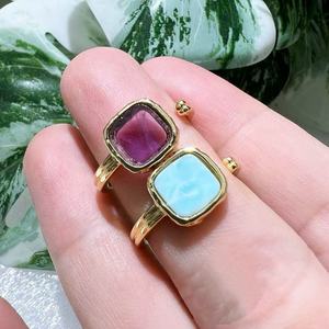 Anillo Ajustable <span class=keywords><strong>de</strong></span> Piedra Preciosa <span class=keywords><strong>de</strong></span> Corte Cuadrado Vintage, Joyería Fina Clásica Unisex para Uso Diario - Product Image 2