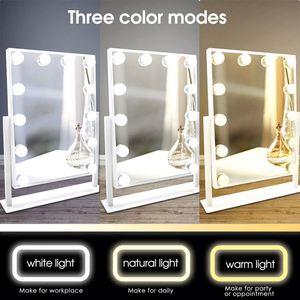 Modern Metal Frame Touch Sensor Switch <b>Tabletop</b> Cosmetic <b>Mirror</b> with HD Glass LED Bulbs Custom Style Design - Product Image 3