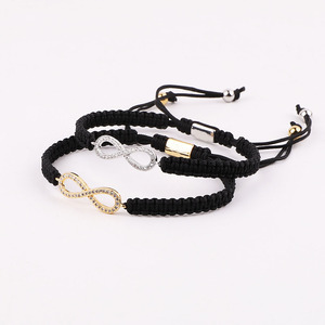 Bracelet en macramé personnalisé avec charme infini pavé de zircons cubiques au design classique, tressé, JBS12540 - Product Image 6