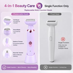 Depiladora 4 en 1 para Mujer, Recargable por USB, Kit de Depilación con Pantalla LED, Depiladora Corporal Suave para <span class=keywords><strong>Piel</strong></span> <span class=keywords><strong>Sensible</strong></span> - Product Image 2