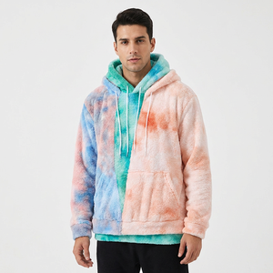 heavyweight t-shirt Custom Tye Dye Hoodies Fashion <b>Hoddies</b> For Men Kangaroo Pocket Tie Dye Faux Fur <b>Fluffy</b> HoodieS - Product Image 1