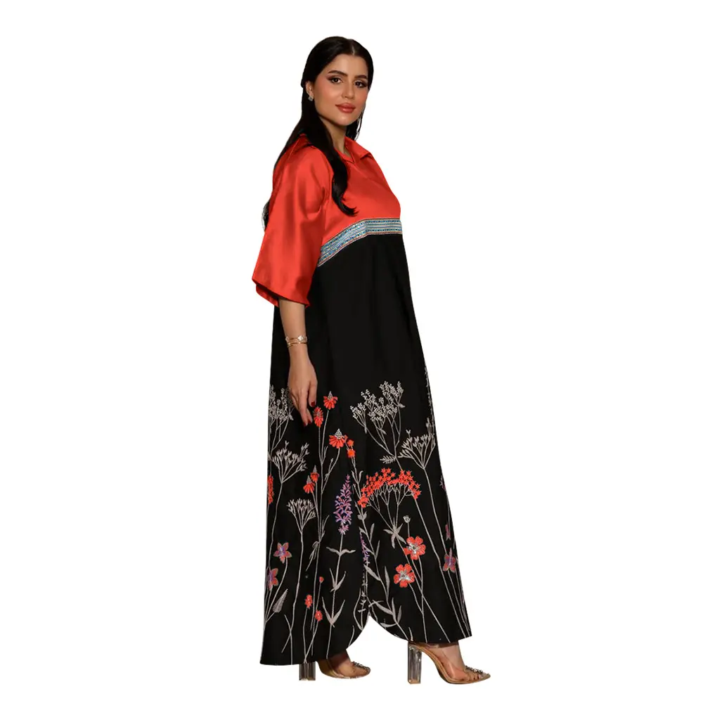Khiêm tốn 3D hoa thêu ren clothingabaya mới nhất abaya phụ nữ hồi giáo Ăn mặc