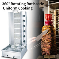 Grill à kebab/shawarma au gaz en acier inoxydable commercial à 6 brûleurs, 68000W, pour équipement de cuisine de restaurant
