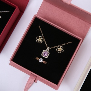 <b>Book</b>-Shaped Rigid <b>Boxes</b> with Ribbon Bow Ring Earrings Necklace Packaging Flip Jewelry Box and Gift Paperboard Carton - Product Image 1