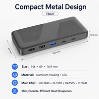 Dock Thunderbolt 3 10-in-1 40Gbps 8K+60Hz DP, 100W PD, Hub USB untuk Laptop