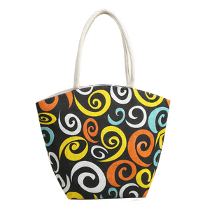 Sac fourre-tout en jute pour femmes, vente en gros, imprimé hibiscus, sac de plage avec poignée rembourrée tressée, produit de haute qualité, prix abordable - Product Image 4