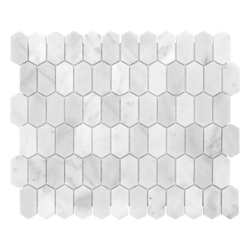 Sunwings Marble Mosaic Tile | Stock in US | White Carrara Picket Mosaics Wall And Floor Tile