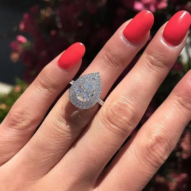 Caoshi Nieuwe Stijl Luxe Peervorm Zirkoon Engagement Wedding Ring Voor Vrouwen Finger Engagement Ring Zilver