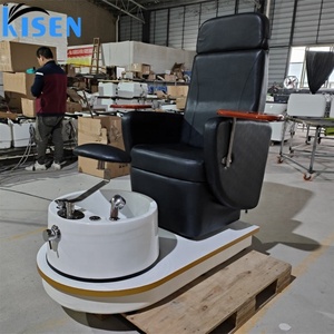 เก้าอี้ทำเล็บเท้าสีดำราคาถูกสำหรับขาย ดีไซน์ใหม่จาก Kisen สำหรับร้านทำเล็บและสปาหรูหรา - Product Image 1