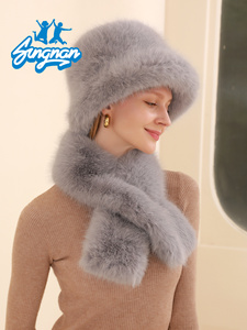 Chapeau chaud à <span class=keywords><strong>fourrure</strong></span> pour hommes pour les loisirs, les voyages, les sports, le chapeau de pêcheur à <span class=keywords><strong>fourrure</strong></span> pour femmes avec décoration en fausse <span class=keywords><strong>fourrure</strong></span> moelleuse - Product Image 4