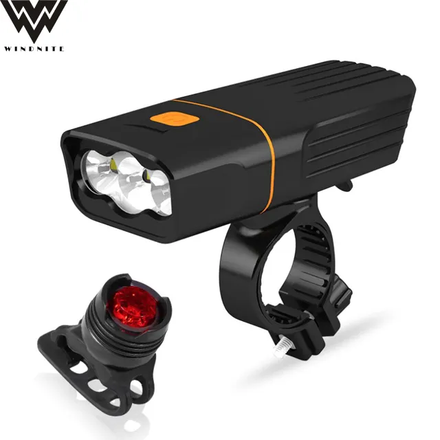 ชุดไฟ LED สำหรับจักรยานเสือภูเขา3 * XM-L T6,ชุดไฟ LED ด้านหน้าและด้านหลังรถจักรยานพร้อมพาวเวอร์แบงค์ของ Windnite