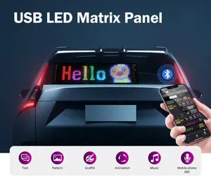 Papan iklan LED gulir USB, kontrol aplikasi Bluetooth 5V lampu Logo pola teks kustom, tampilan mobil dapat diprogram animasi