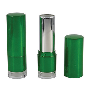 Green Plastic Lipstick Tube With Clear <b>Base</b> Electroplated Surface 20mm Diameter Cosmetic Lipstick Container For <b>Makeup</b> - Product Image 6