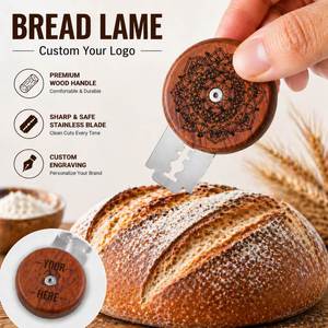 Outil de découpe de pâte rond en bois professionnel personnalisé avec logo, pour boulanger artisanal, cadeau promotionnel pour la pâtisserie, vente en gros - Product Image 3