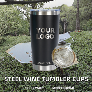 20oz Top Wholesale 304 Stainless Steel Powder Coated Insulated Wine Tumbler Cups for Travel Leak-Proof BPA Free <b>with</b> BSCI - Product Image 2
