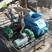 Concasseur hydraulique à double rouleau résistant à l'usure, moteur AC, capacité 30-300 t/h, pour le concassage du minerai de manganèse, rendement stable, APEX