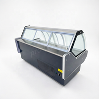 Vitrine réfrigérée pour charcuterie avec portes incurvées en verre (avant et arrière), refroidissement direct pour aliments cuits et viandes fraîches