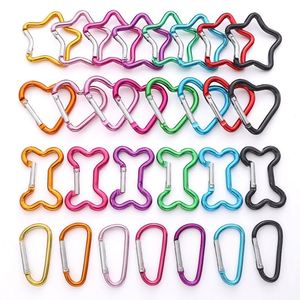 Custom Aluminum Carabiner Keychain in Star Love Heart Bone Shapes D-Ring DIY Bag Phone Chain <b>Hook</b> Accessory for Promotional Gift - Product Image 3