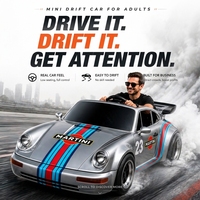 Kart à pédales électrique rétro de style 911 pour adultes, avec son de moteur simulé pour haut-parleur, échelle 1:2, pneus résistants à l'usure