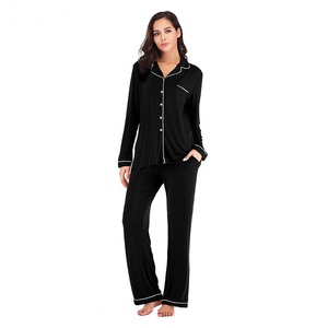 Set Pigiama in Viscosa a 2 Pezzi all'Ingrosso, Abbigliamento da Casa Tinta Unita per Signore e Ragazze, <span class=keywords><strong>Pigiami</strong></span> Primaverili e Autunnali a Maniche Lunghe in <span class=keywords><strong>Modal</strong></span> per Donne - Product Image 6
