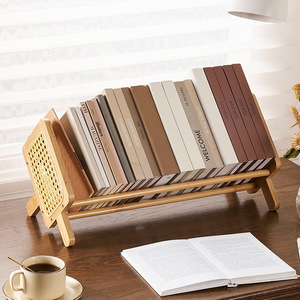Estantería minimalista de escritorio de madera de 1 nivel, organizador de oficina, estante de almacenamiento de sobremesa para libros y decoración - Product Image 4