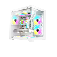 Ordinateur de bureau Wankang White Water-Cooled Mid Tower MicroATX avec panneau latéral en acrylique, ports USB avant en acier, pour usage domestique