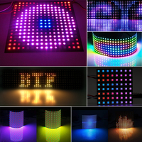 Panel LED RGB WS2812B, Pantalla de 8x8, 16x16, 8x32, 256 Píxeles, Digital, Flexible, Programable, Direccionable Individualmente, a Todo Color, DC5V