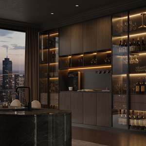 Armoire de bar moderne en verre LED avec étagères de rangement et buffet intégré pour salle à manger, armoire à vin de luxe - Product Image 2