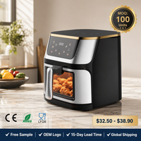 Penjualan Langsung Pabrik, Air Fryer Digital Multifungsi Kapasitas Besar 10L, Stainless Steel Persegi, Layar Sentuh, Jendela Transparan