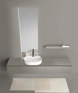 Mueble de Baño Flotante de Estilo Minimalista Italiano de Alta Gama, Serie Gris, con Lavabo de Cerámica Montado en la Parte Superior - Product Image 6