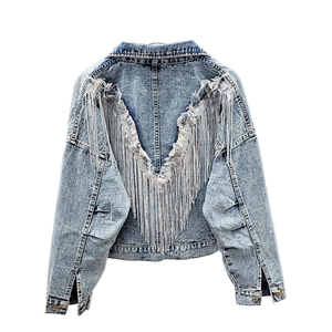 Top court en jean sablé tendance 2026 pour femme, grande taille, décontracté, coupe courte, respirant, avec personnalisation à faible MOQ - Product Image 1