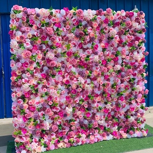 8ft * 8ft Colorido Floral Panel Enrollar Tela Flor Pared Cortina 8x8feet Flor Artificial Pared Salón <span class=keywords><strong>de</strong></span> Boda Telón <span class=keywords><strong>de</strong></span> fondo Decoración - Product Image 4