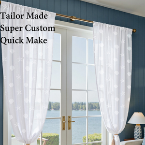 Rideaux en tulle anti-bactériens personnalisés JINCHAN Zéro Émission, imprimés étoiles de mer et coquillages, pour projets de maisons de plage et de complexes hôteliers - Product Image 1