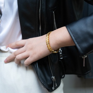 La última joyería de acero inoxidable chapada en oro de 18 quilates, diseño en forma de onda, brazalete puntiagudo de circón, Hiphop para mujer, pulseras de fiesta B222320 - Product Image 4