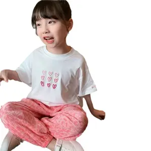 Kit da ragazza 2024 nuova maglietta a maniche corte da ragazza pantaloni antizanzare tuta due pezzi per bambini