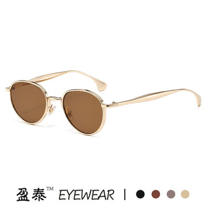 Oval Metal <b>Sunglasses</b> Silver Frame <b>Blue</b> Lens UV400 Protection Women's Fashion Retro Style - Product Image 3