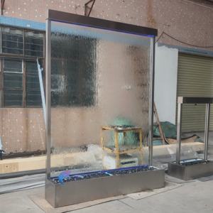 Ornements de jardin intérieurs et extérieurs, rideau de pluie avec lumières LED, cascade murale en verre, cascade en verre - Product Image 3